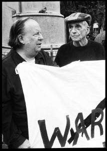 Elmer Maas and Dan Berrigan during a peace vigil in New York's Union Square immediately after the Sept. 11, 2001, attacks. Photo: Ed Hedemann