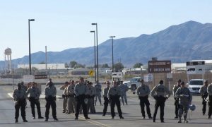 Waiting to arrest protesters at Creech drone base