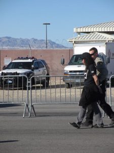 Alexandria Addesso arrested at Creech drone base, photo by Felice Cohen-Joppa