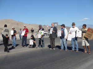 Catholic Worker blockade at Creech drone base, photo by Felice Cohen-Joppa