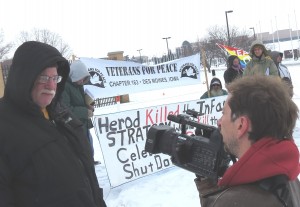 Jerry Ebner before being arrested at Offutt AFB on December 28, 2012. Photo by Frank Cordaro