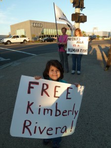 Katie Rivera joins demonstration for her mom's freedom outside military brig in San Diego, December 1,
